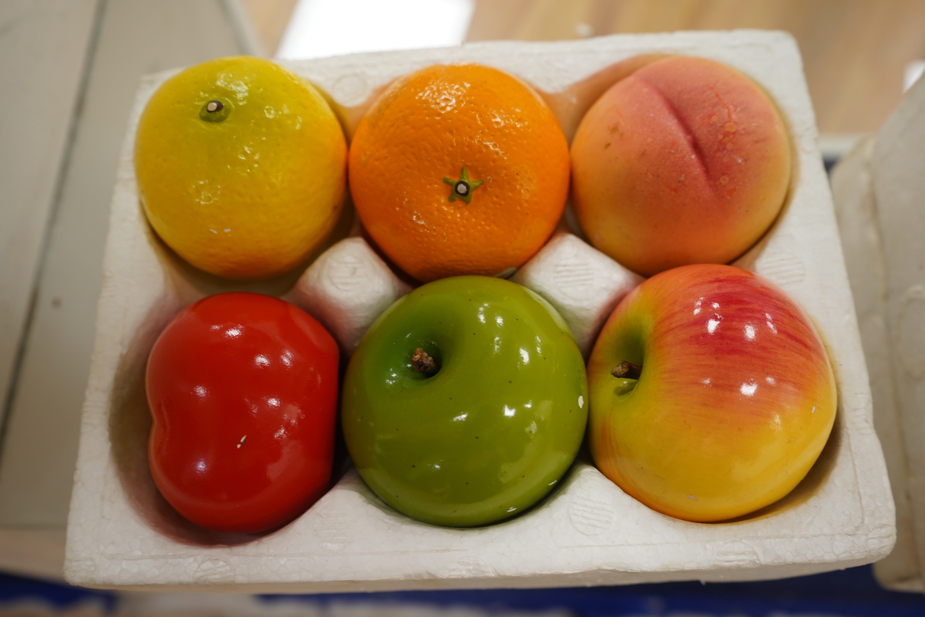 Two boxed sets of novelty Chinese Penguin Brand pencil sharpeners in the form of fruit